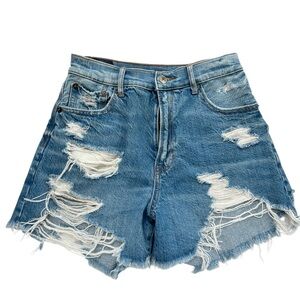 American Eagle AE Highest Rise ‘90s Boyfriend Distressed Denim Shorts, Size 0